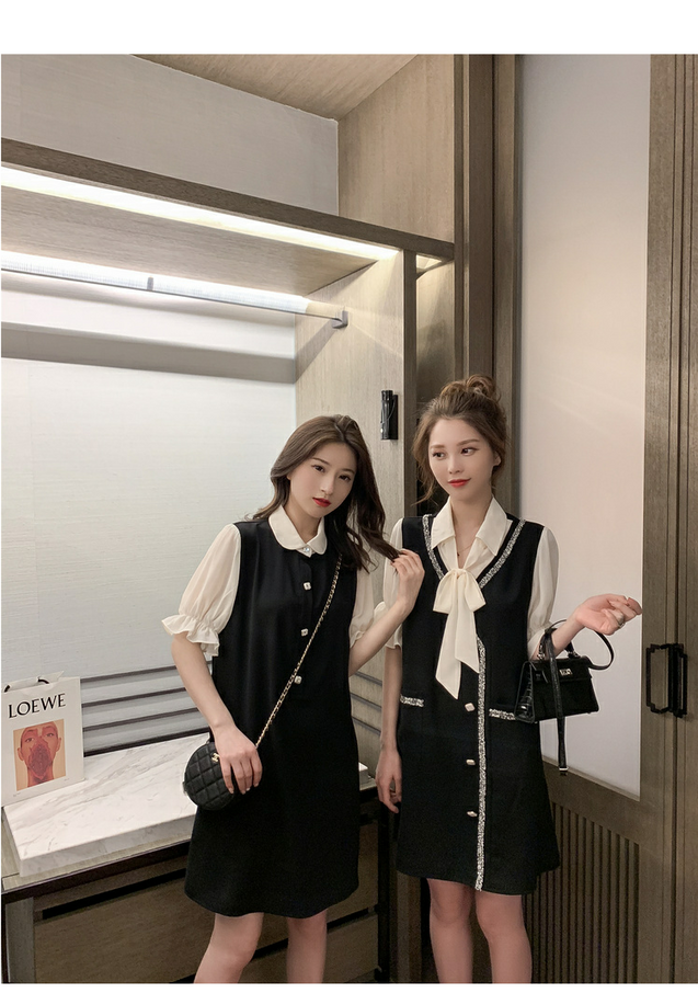 Tube shirt skirt female 2019 summer popular women's small fragrance wind fake two pieces of girlfriends dress dress a word skirt